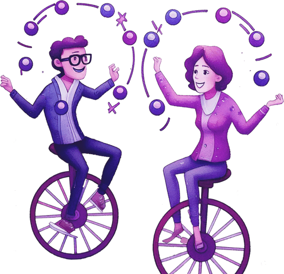 Sjonglere på enhjulssykkel