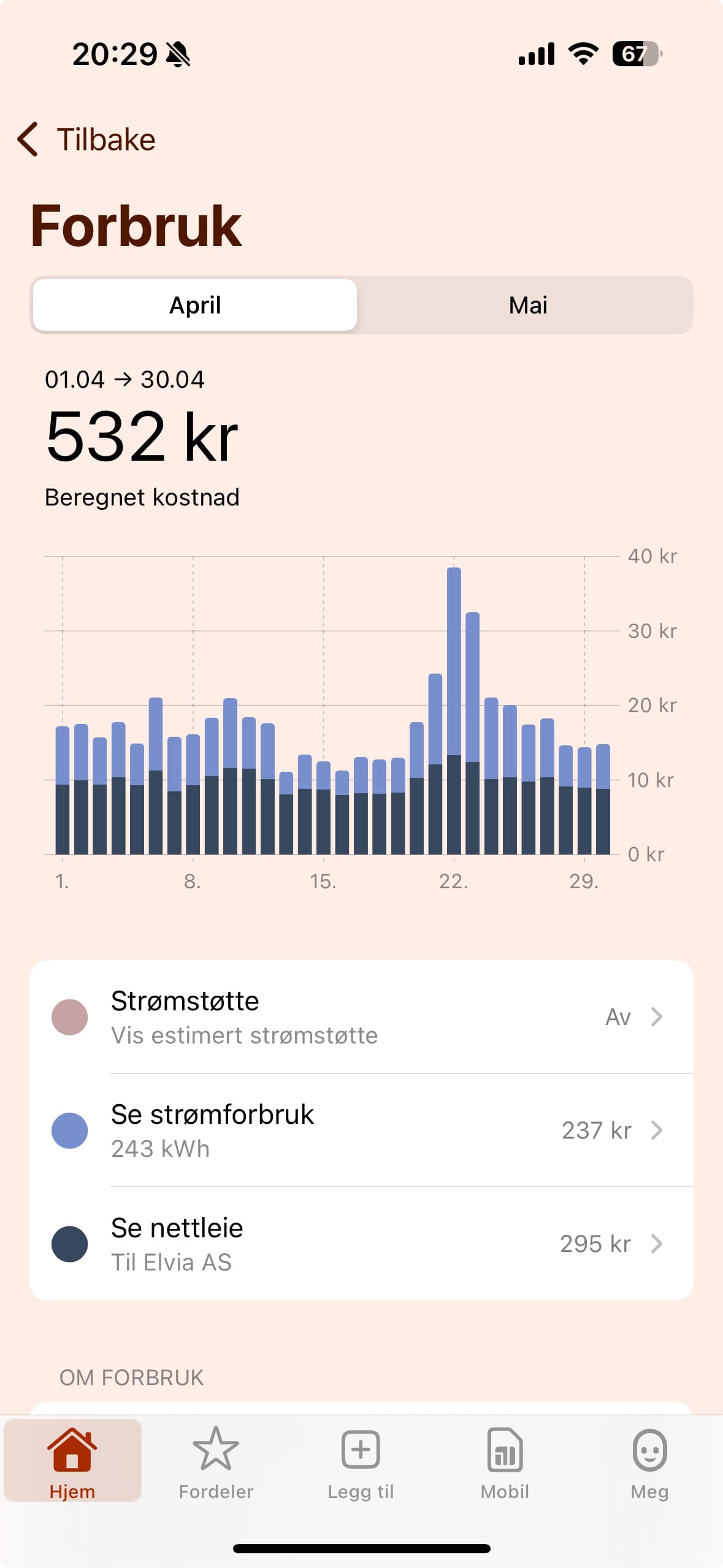 Fjordkraft app screenshot